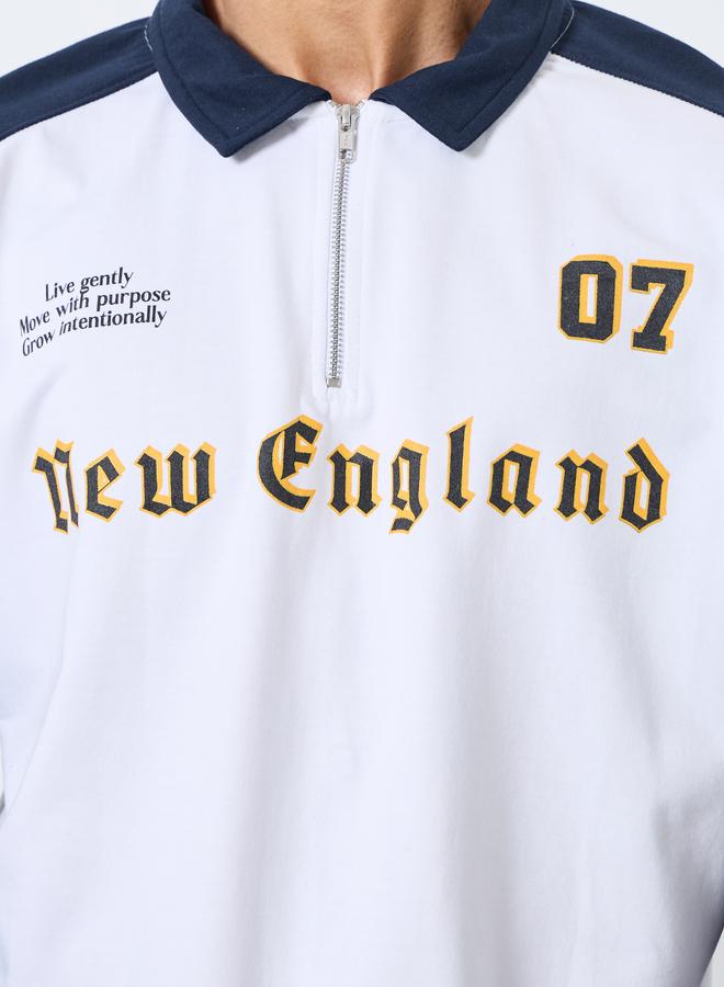 Styli Men New England Graphic Zip Collar Sweatshirt - Image 3